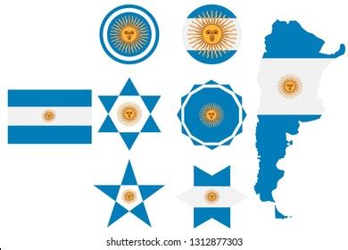 Set Image Flag Argentina Vector Isolated Stock Vector (Royalty Free ...