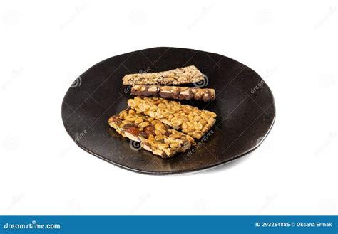 Nut Bar Isolated Energy Snack With Nuts Chocolate Muesli Dessert Protein Candy Bar Fitness