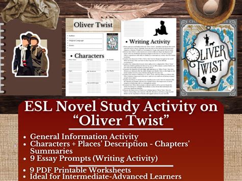 Esl Novel Study Worksheets On Oliver Twist By Charles Dickens