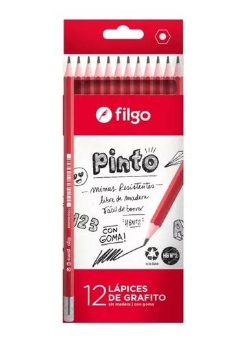 Lapices De Grafito Negro Hb N 2 Con Goma Filgo Caja X 12