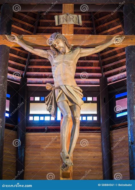 Jesus On Cross In The Wooden Church Stock Image | CartoonDealer.com ...