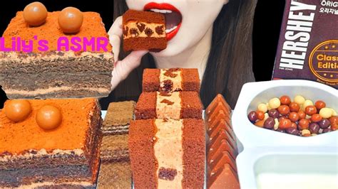 ASMR CHOCOLATE MUKBANG PAVE CHOCOLATE CAKE HERSHEY S CHOCO SAND