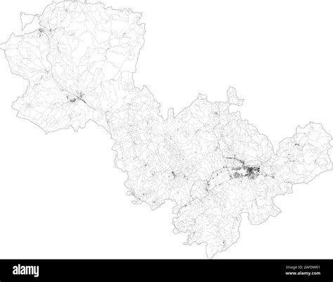 Satellite Map Of Province Of Terni Towns And Roads Buildings And