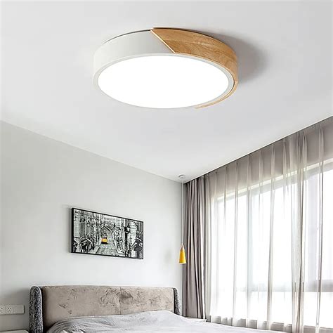 Modern Led Drum Flush Mount Ceiling Light In White Dimmable And Remote Control Ceiling Lights