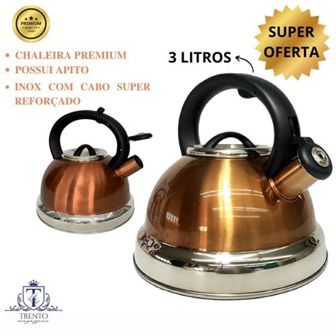 Chaleira Apito Inox Crown Bronze 3 Litros Bronze Shopee Brasil