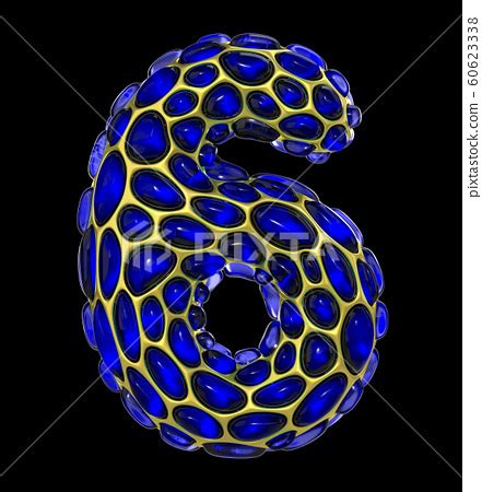 Number 6 made of golden shining metallic 3D... - Stock Illustration ...