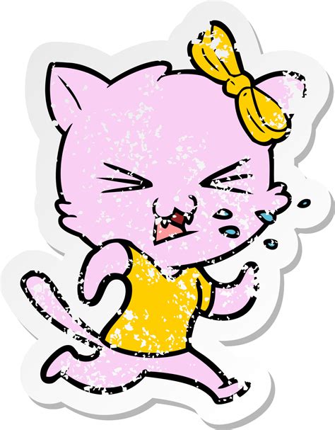 Pegatina Angustiada De Un Gato De Dibujos Animados 45297973 Png