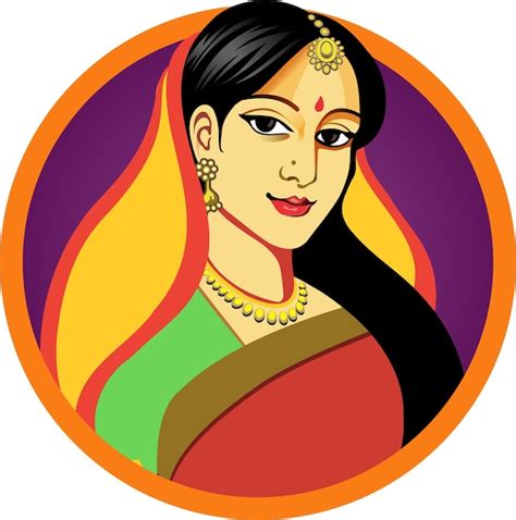 Premium Vector Beautiful Indian Woman In A Saree With Smile