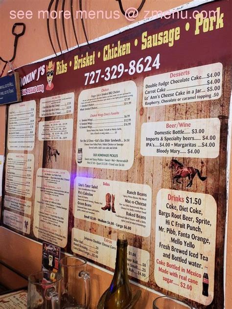 Online Menu Of Smokin Js Bbq Restaurant Gulfport Florida 33707 Zmenu