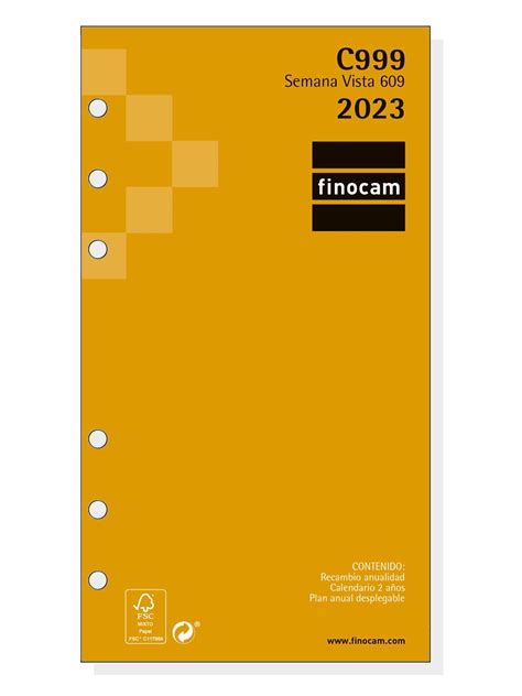 Recambio Anual Finocam 609 C999 Semana Vista Horizontal 2023