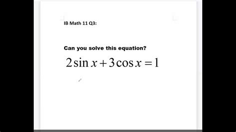 How To Solve This Trigonometric Equation Youtube