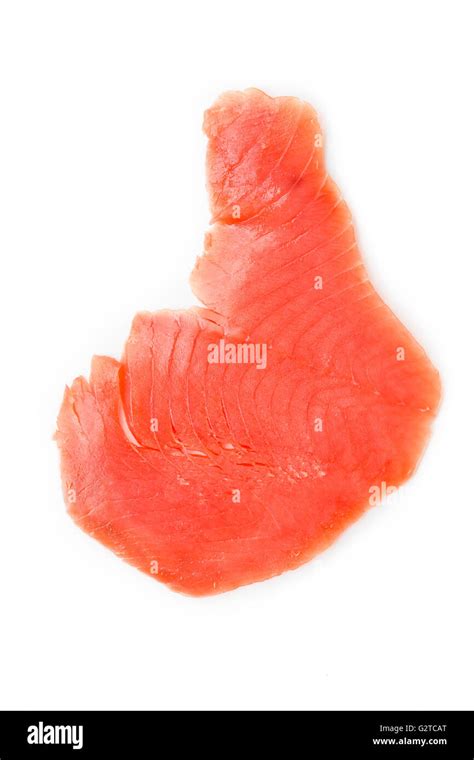 Isolated Slice Of Wild Smoked Salmon Stock Photo Alamy