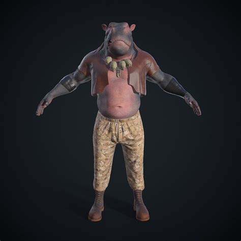 Hippo Character 3D Model Animated CGTrader