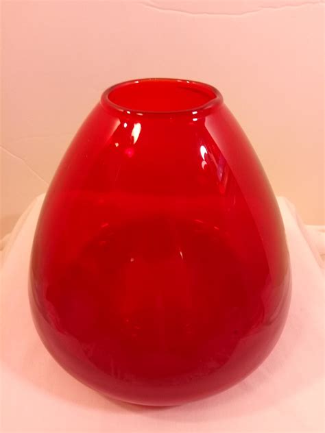 Vintage Red Glass Vase Ruby Series Designed By Per Lutken For Holmegaard 1957 Etsy