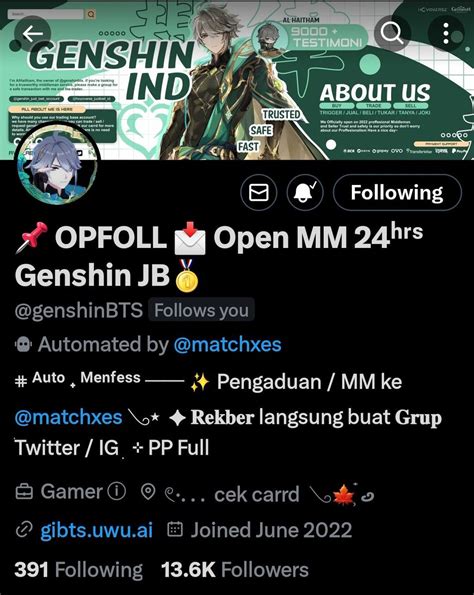 OPFOLL Open MM 24ʰʳˢ Genshin JB on Twitter ikutan GA nya yuk jual