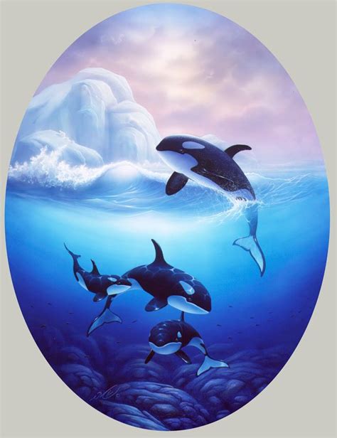 Arctic Orca Whales Paintings By Artist David Miller Ocean Art Whale