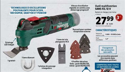 Parkside Outil Multifonction Sans Fil Pamfw V Batterie Et Chargeur