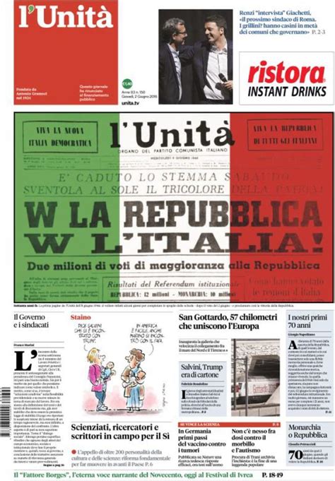 reportages QUOTIDIANI la miglior prima pagina di oggi giovedì 2