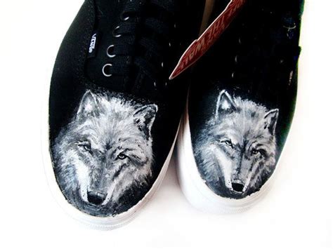 Wolf shoes, handpainted Wolves Shoes, animal spirit gift, woodland gift