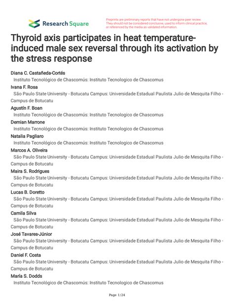 Pdf Thyroid Axis Participates In Heat Temperature Induced Male Sex