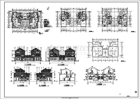 某小区三层框架结构联排别墅建筑设计方案图住宅小区土木在线