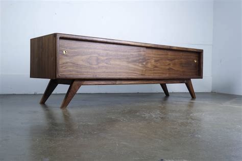 Walnut Tv Stand Mcm Media Console Mid Century Modern Etsy