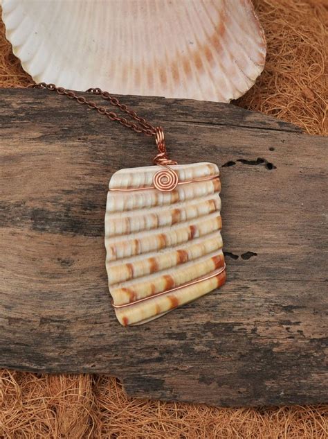 Ocean Shell Pendant Seashell Necklace Wire Wrapped Shell Beach