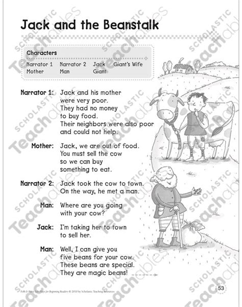 Printable Jack And The Beanstalk Short Story