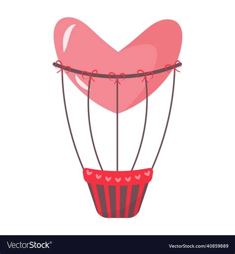 Hot Air Balloon In The Shape Of Heart Royalty Free Vector