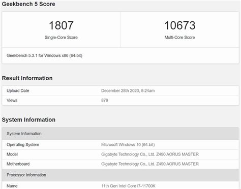 Intel Core i7-11700K Geekbench Testinde Görüntülendi! | Donanim Arşivi