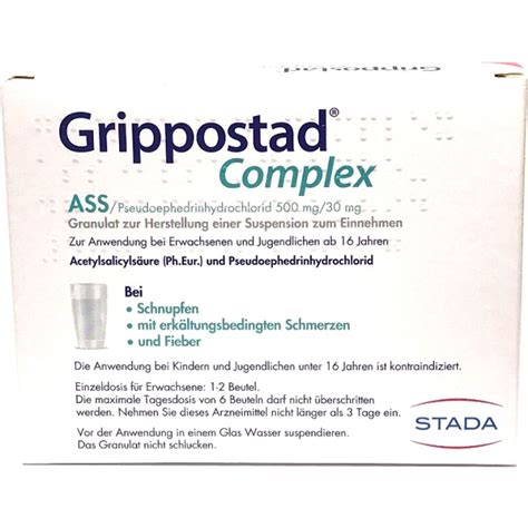 GRIPPOSTAD COMPLEX ASS PSEUDOEPHEDRIN 500 MG 30 MG 10 Stück schon ab 4