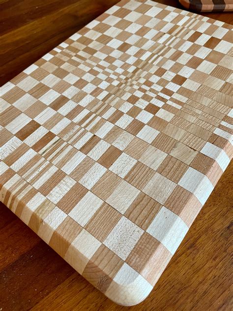 Optical Illusion End Grain Cutting Board Made With Sustainably Grown