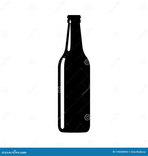 Vector Beer Bottle Black Silhouette Stock Vector - Illustration of ...