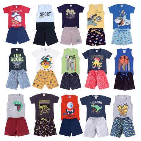 Kit Conjunto Infantil Menino 10 Peças Verão Premium 1 ao 14 Roupa