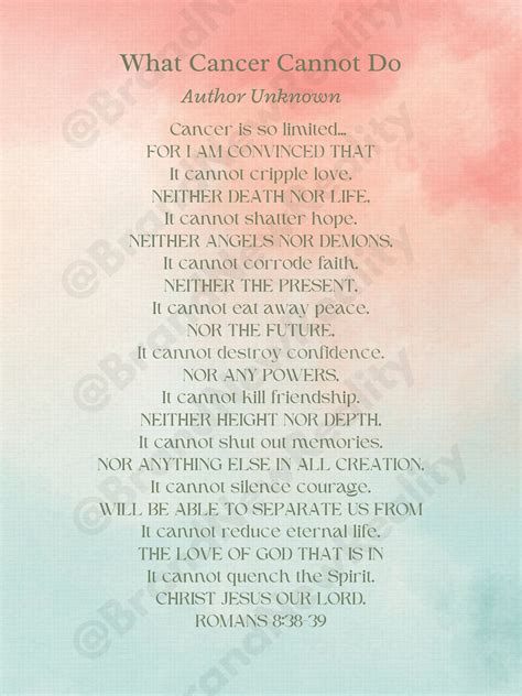 What Cancer Cannot Do Inspiring Poem Verse 8 5x11 Printable Art