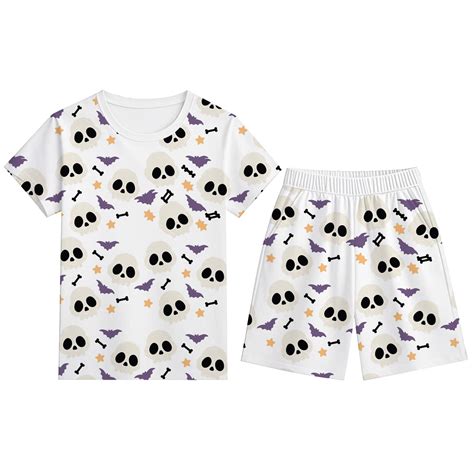 Boys Halloween Pajama Set Short Sleeve Round Neck Shorts Outfit
