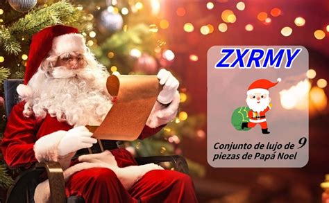 Traje De Santa Claus Adulto Set De Pcs Terciopelo Dorado Incluye