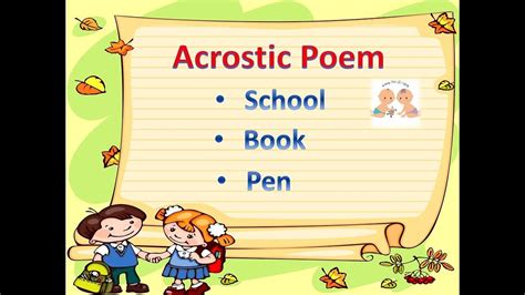 Acrostic Poem School Book And Pen Youtube