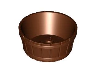 Container Barrel Half Large With Axle Hole Reddish Brown