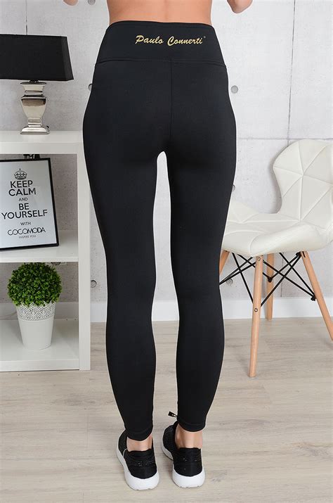 Legginsy Fitness z wysokim stanem czarne Cocomoda pl odzież damska