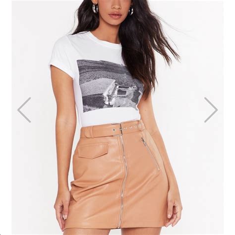 Faux Leather Nude Mini Skirt Gem