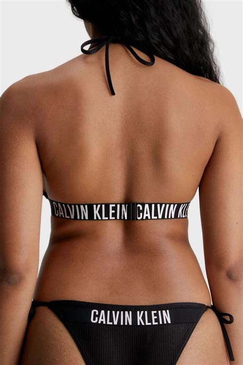 Calvin Klein Logo Bantlı Çıkarılabilir Dolgulu Üçgen Bikini Üstü
