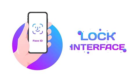 Ícone de interface de bloqueio telemóvel de cor plana na mão face id