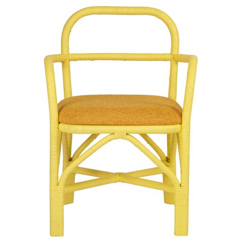 Ginny Rattan Dining Chair Yellow High Fashion Home