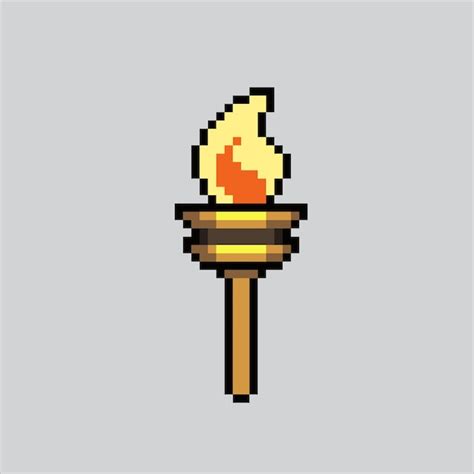 Antorcha de ilustración de arte de píxeles antorcha pixelada icono de