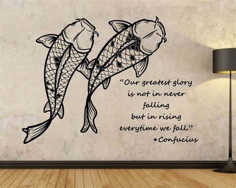 Koi Fish Wall Decal CONFUCIUS QUOTE Sticker Art Decor Bedroom Design