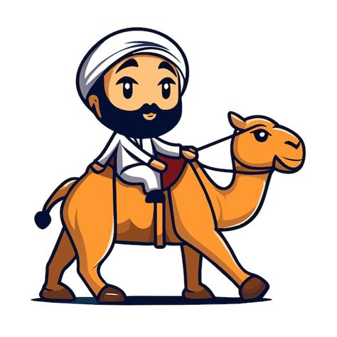 Premium Vector Oriental Odyssey Arab Man Riding Camel Illustration