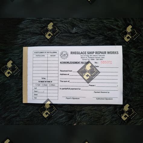 Acknowledgement Receipt Carbonized Pads X Please See Product