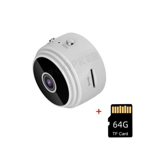 Blanc Ajouter 64G Mini caméra de Surveillance secrète IP Wifi 1080P