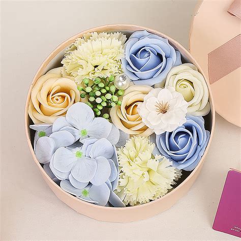 Binmer Small Round Soap Flower Box Bouquet For Valentine S Day Mother